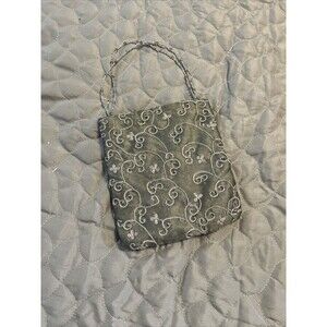 Charter Club Gray Bead Embroidered Evening Bag